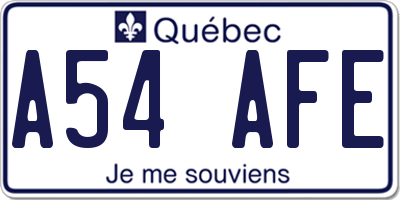 QC license plate A54AFE