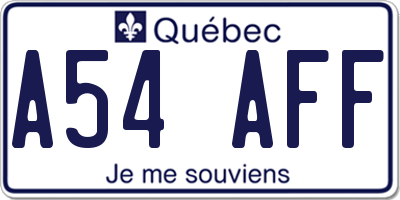 QC license plate A54AFF