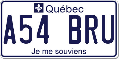 QC license plate A54BRU