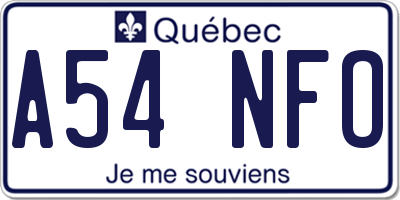 QC license plate A54NFO