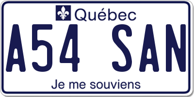 QC license plate A54SAN
