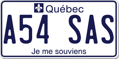 QC license plate A54SAS