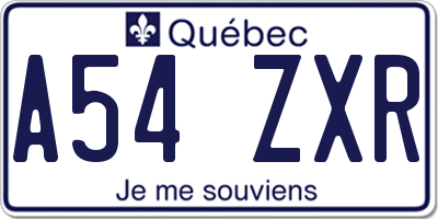 QC license plate A54ZXR