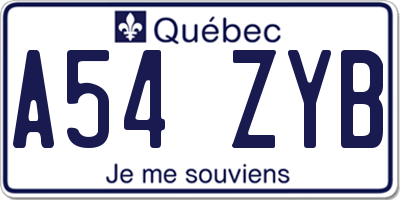 QC license plate A54ZYB