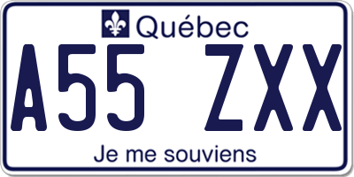 QC license plate A55ZXX