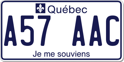 QC license plate A57AAC
