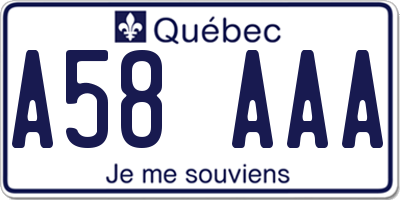 QC license plate A58AAA