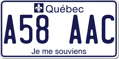 QC license plate A58AAC