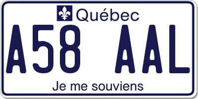 QC license plate A58AAL