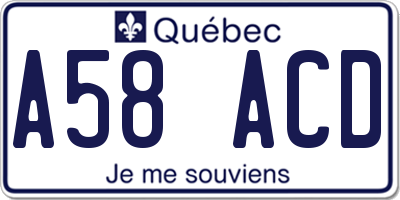 QC license plate A58ACD