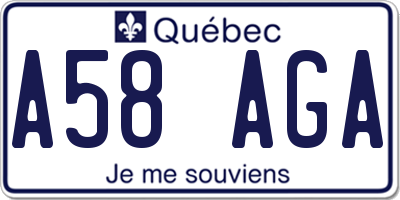 QC license plate A58AGA
