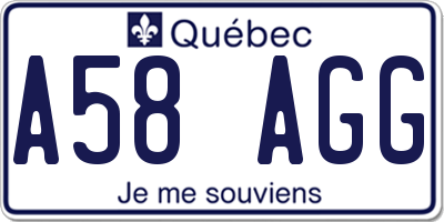 QC license plate A58AGG