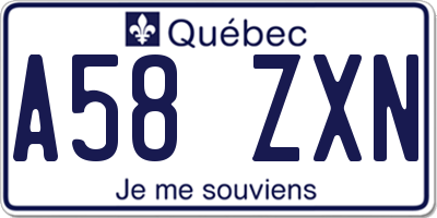 QC license plate A58ZXN