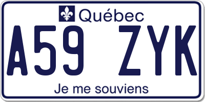 QC license plate A59ZYK