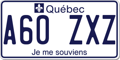 QC license plate A60ZXZ