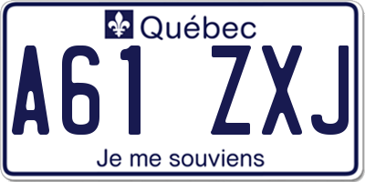 QC license plate A61ZXJ