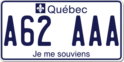 QC license plate A62AAA