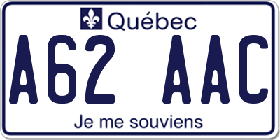 QC license plate A62AAC