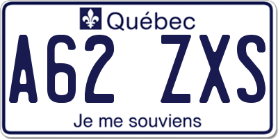 QC license plate A62ZXS