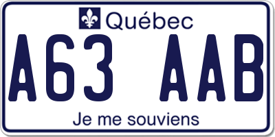 QC license plate A63AAB