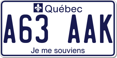 QC license plate A63AAK