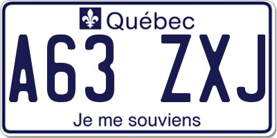 QC license plate A63ZXJ
