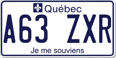 QC license plate A63ZXR
