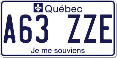 QC license plate A63ZZE