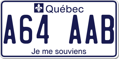 QC license plate A64AAB
