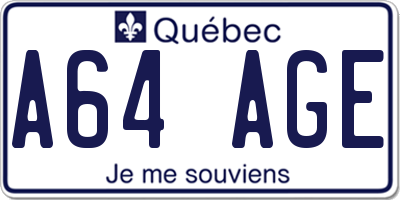 QC license plate A64AGE