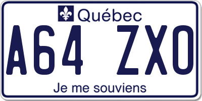 QC license plate A64ZXO