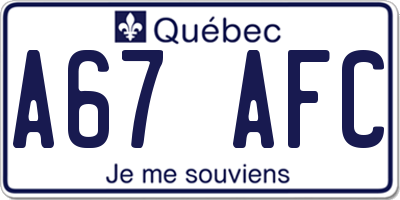 QC license plate A67AFC