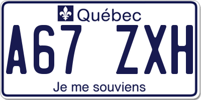 QC license plate A67ZXH