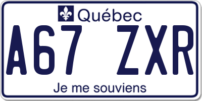 QC license plate A67ZXR