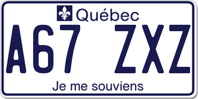 QC license plate A67ZXZ