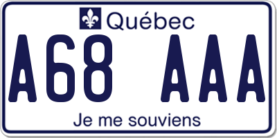 QC license plate A68AAA