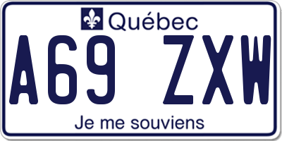 QC license plate A69ZXW