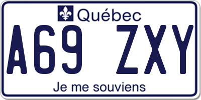 QC license plate A69ZXY