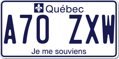 QC license plate A70ZXW