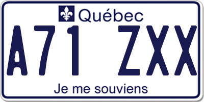 QC license plate A71ZXX