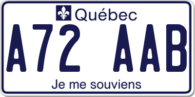 QC license plate A72AAB