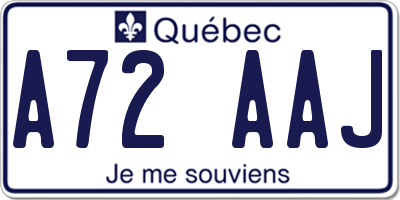 QC license plate A72AAJ