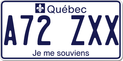 QC license plate A72ZXX