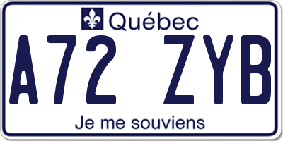 QC license plate A72ZYB