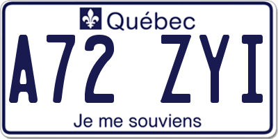 QC license plate A72ZYI