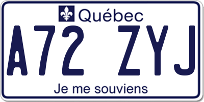 QC license plate A72ZYJ