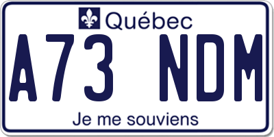QC license plate A73NDM