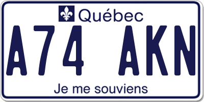 QC license plate A74AKN