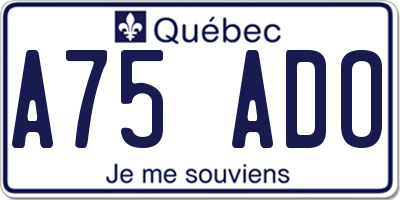 QC license plate A75ADO