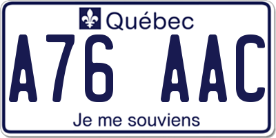 QC license plate A76AAC